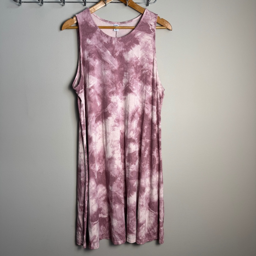 Old Navy Tie-Dye Jersey Swing Dress Salmon Pink XXL Boho Beach Vacation Casual